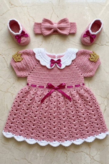 Aurora Pink Princess Baby Dress Free Crochet Pattern