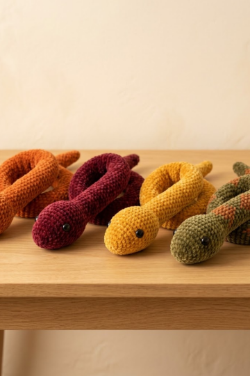Autumn Harvest Snake Plush Free Crochet Pattern