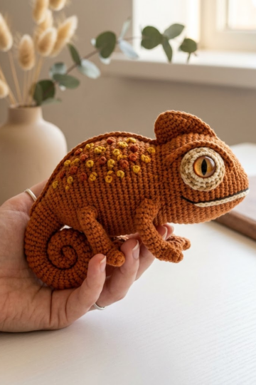 Autumn Spice Chameleon Amigurumi Free Crochet Pattern