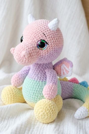 Rainbow Pastel Dragon Amigurumi Plush Free Crochet Pattern