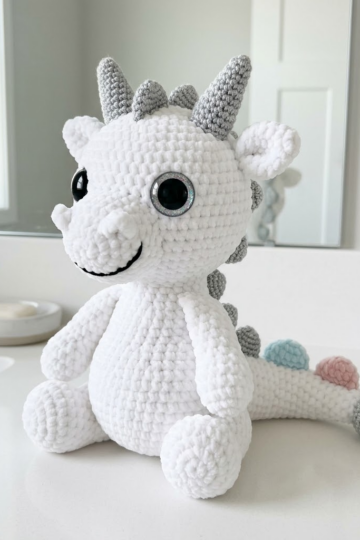 Snow White Dragon Amigurumi Plush Free Crochet Pattern