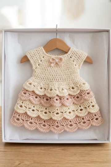Vanilla Blush Tiered Baby Dress Free Crochet Pattern