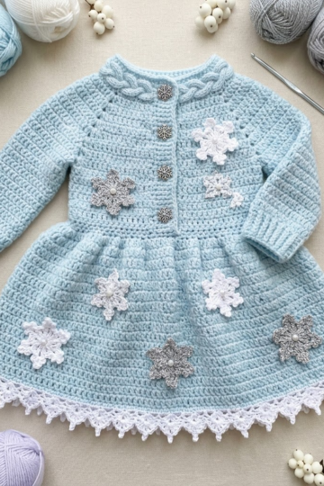 Winter Snowflake Baby Dress Free Crochet Pattern