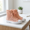 Blush Peach Openwork Crochet High Tops Free Pattern