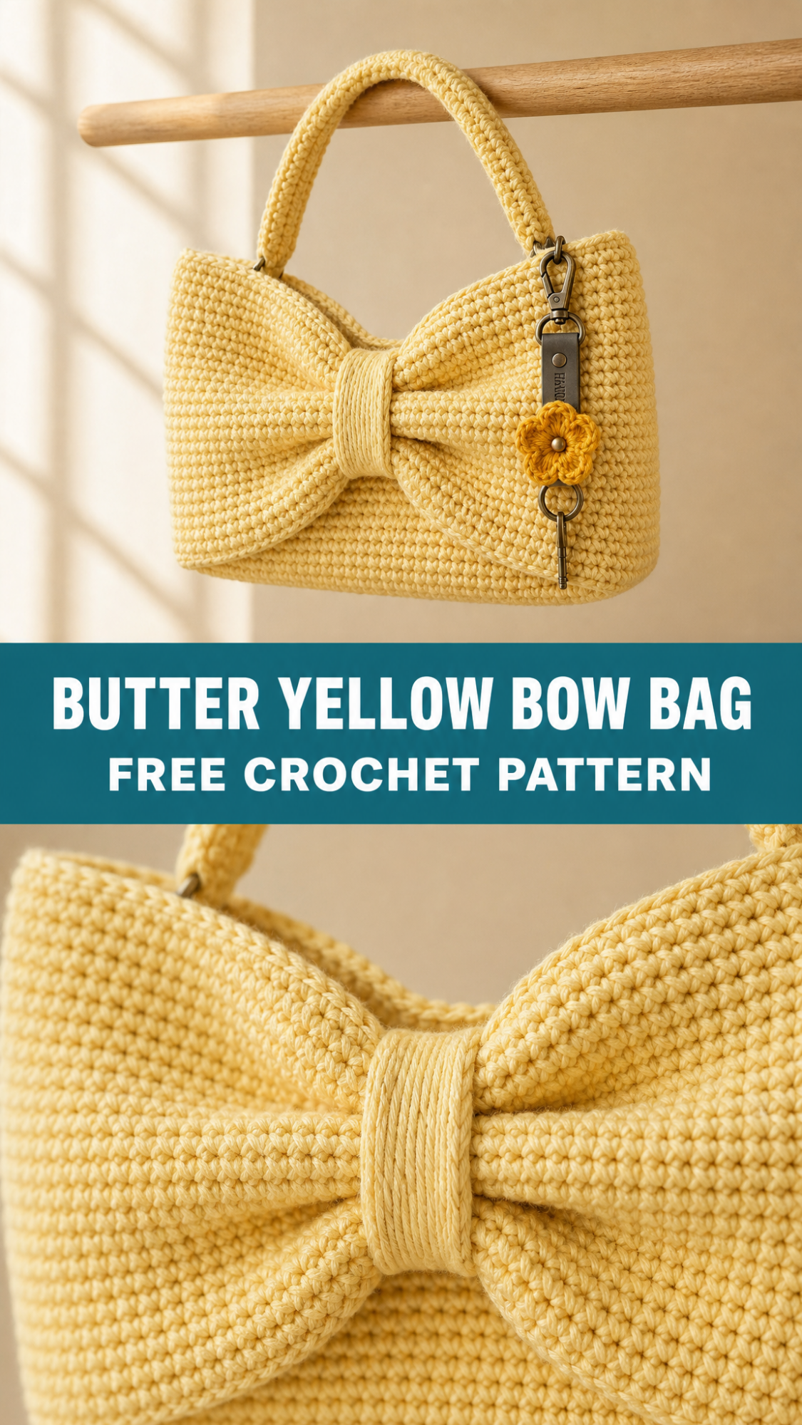 Butter Yellow Bow Bag Free Crochet Pattern