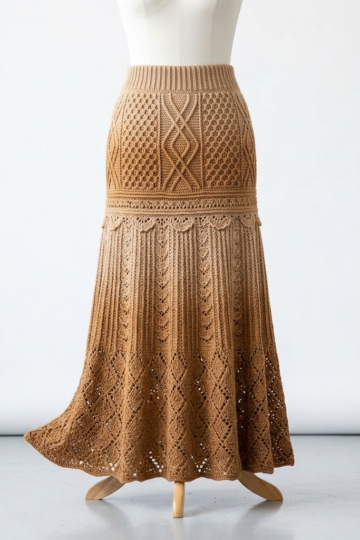 Camel Neutral Everyday Lace Maxi Skirt Free Crochet Pattern