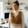 Caramel Autumn Bow Crochet Vest Free Crochet Pattern