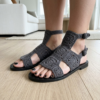 Charcoal Gray Crochet Sandals in Modern Living Room Free Pattern