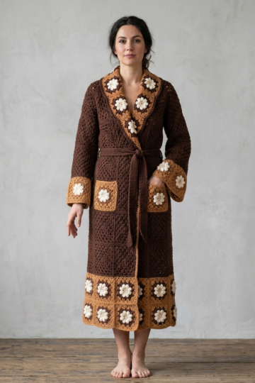 Chocolate Caramel Cozy Crochet Robe Free Pattern