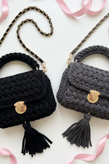 Classic Black Woven Crossbody Free Crochet Pattern