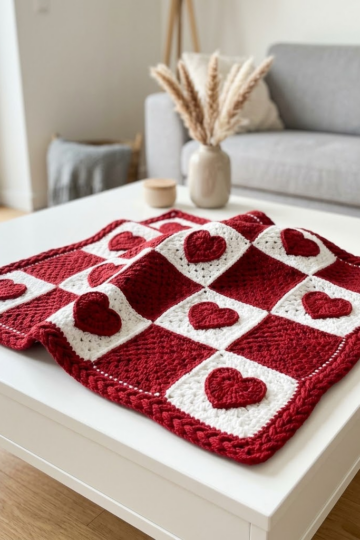Classic Red Heart Valentine Baby Blanket Free Crochet Pattern