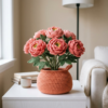 Coral Peony Crochet Basket Free Crochet Pattern