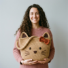 Cozy Tan Kitty Face Tote Bag Free Crochet Pattern