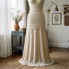 Cream Ivory Bridal Lace Maxi Skirt Free Crochet Pattern