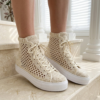 Cream and Gold Shimmer Crochet Sneakers Free Pattern
