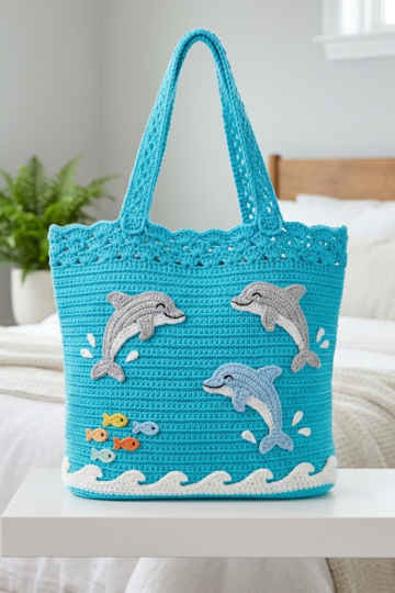 Dolphin Pod Crochet Summer Bag Free Pattern