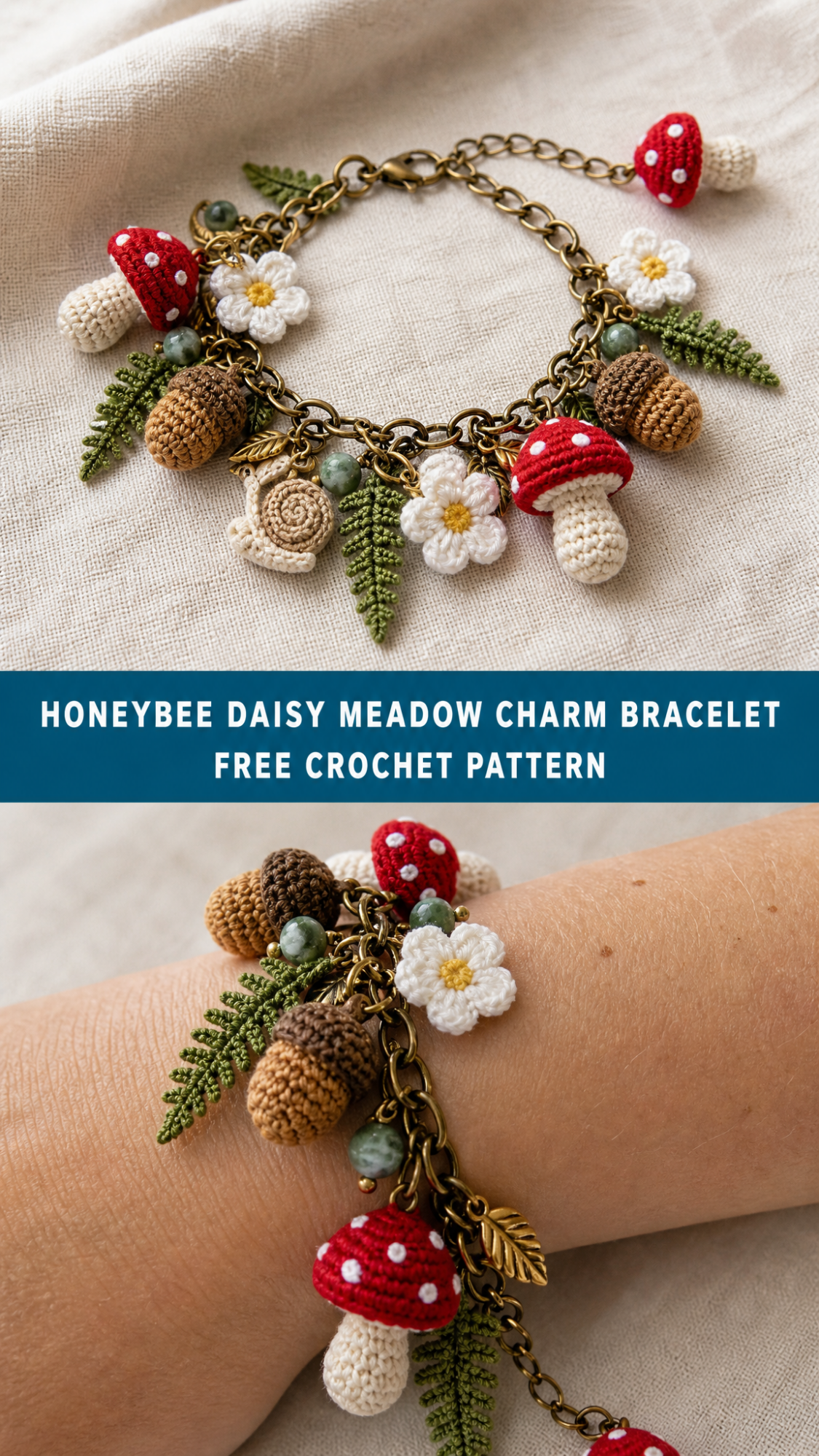 Honeybee Daisy Meadow Charm Bracelet Free Crochet Pattern