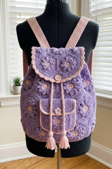 Lavender Fields Purple Granny Backpack Crochet Pattern