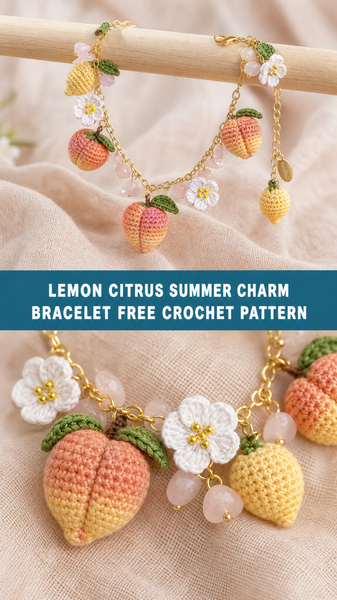 Lemon Citrus Summer Charm Bracelet Free Crochet Pattern