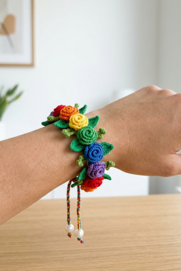 Midnight Garden Gothic Rose Crochet Bracelet Pattern