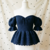 Midnight Navy Blue Peplum Crochet Top Free Pattern