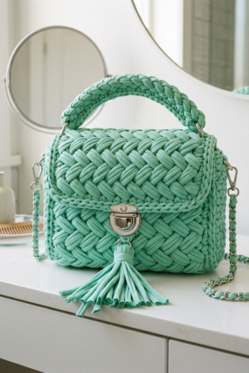 Mint Green Woven Bag on Vanity Free Pattern