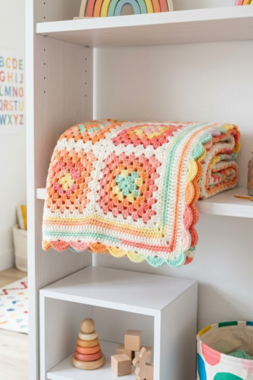 Rainbow Sherbet Granny Square Baby Blanket Free Crochet Pattern