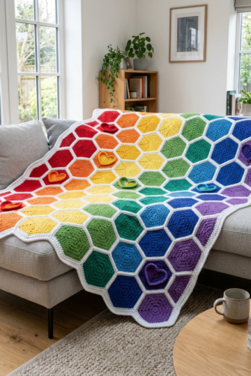 Sunny Lemon Hexagon Kitchen Throw Free Crochet Pattern