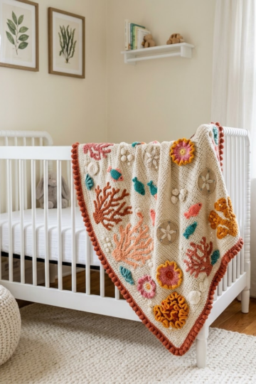Sunset Coral Reef Baby Blanket Free Crochet Pattern