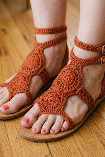 Terracotta Sunset Crochet Gladiator Sandals Free Pattern