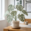 White and Sage Minimal Monstera Crochet Plant Pattern