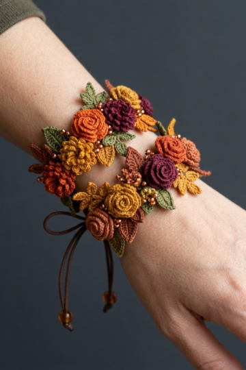 Winter White Camellia Crochet Bracelet Free Pattern