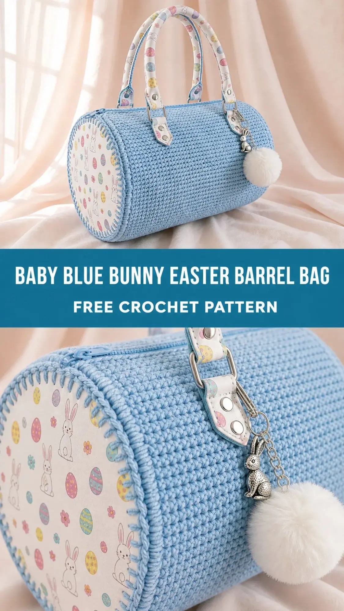 Baby Blue Bunny Easter Barrel Bag Free Crochet Pattern