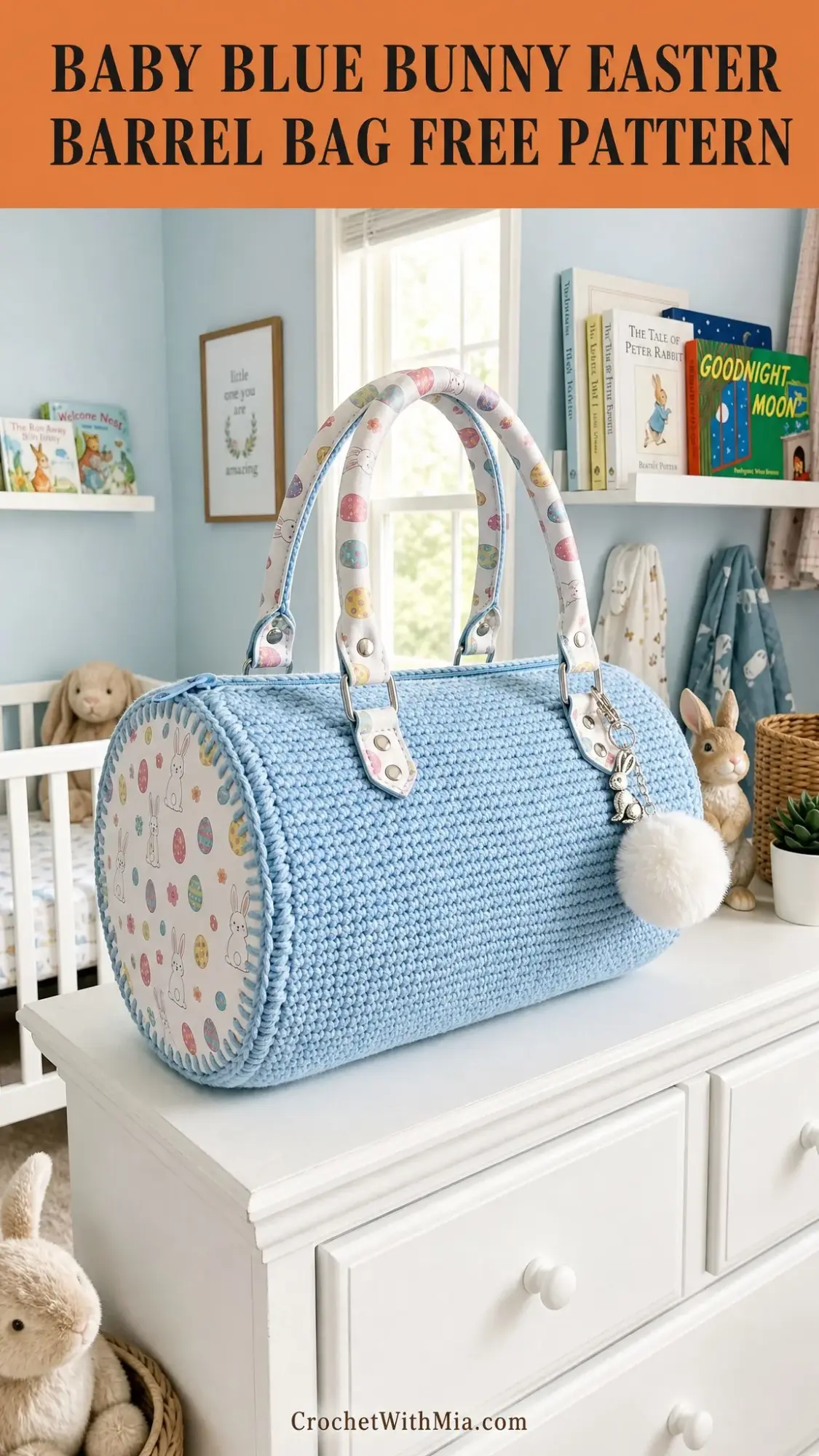 Baby Blue Bunny Easter Barrel Bag Free Crochet Pattern