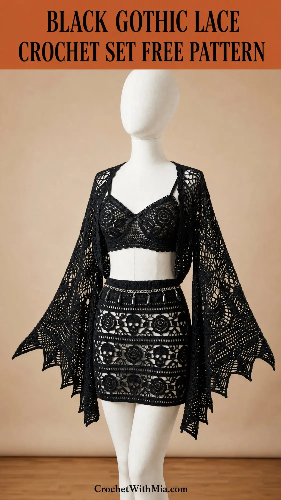 Black Gothic Lace Crochet Set Free Crochet Pattern