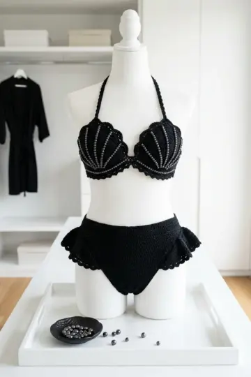 Black Pearl Gothic Shell Crochet Bikini Pattern