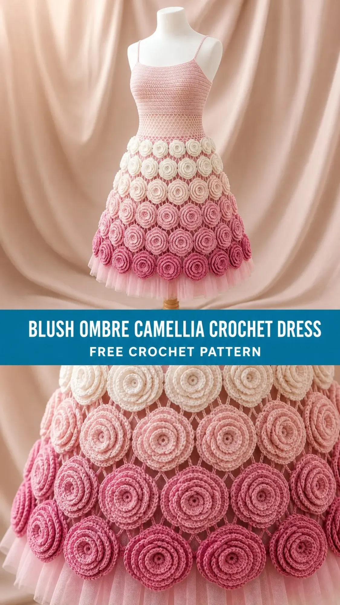 Blush Ombre Camellia Crochet Dress Free Crochet Pattern