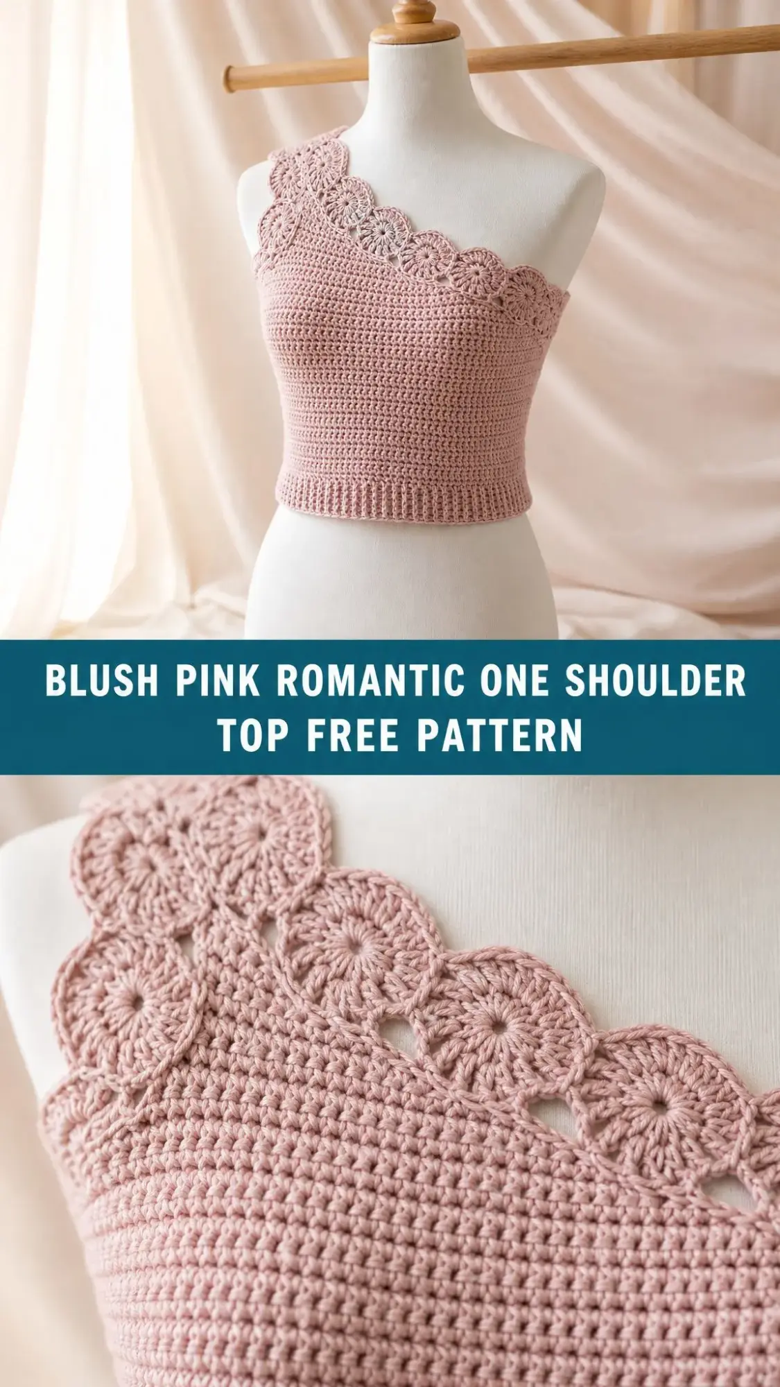 Blush Pink Romantic One Shoulder Top Free Pattern