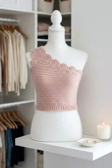 Blush Pink Romantic One Shoulder Top Free Pattern
