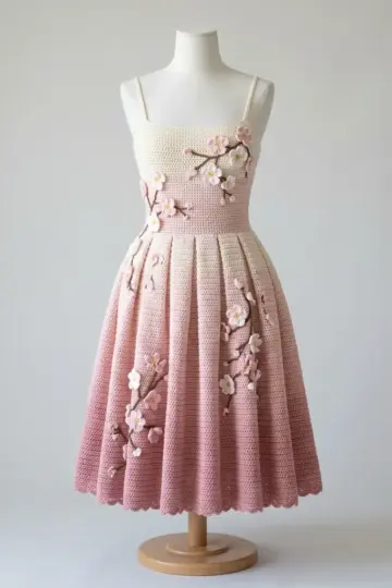 Cherry Blossom Spring Dress Free Crochet Pattern