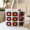 Christmas Poinsettia Granny Square Tote Free Crochet Pattern
