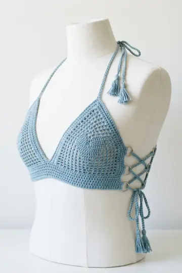 Coastal Blue Crochet Bralette Free Crochet Pattern