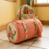 Coral Peach Tropical Barrel Bag Free Crochet Pattern