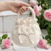 Cream Lace Wedding Bow Purse Free Crochet Pattern
