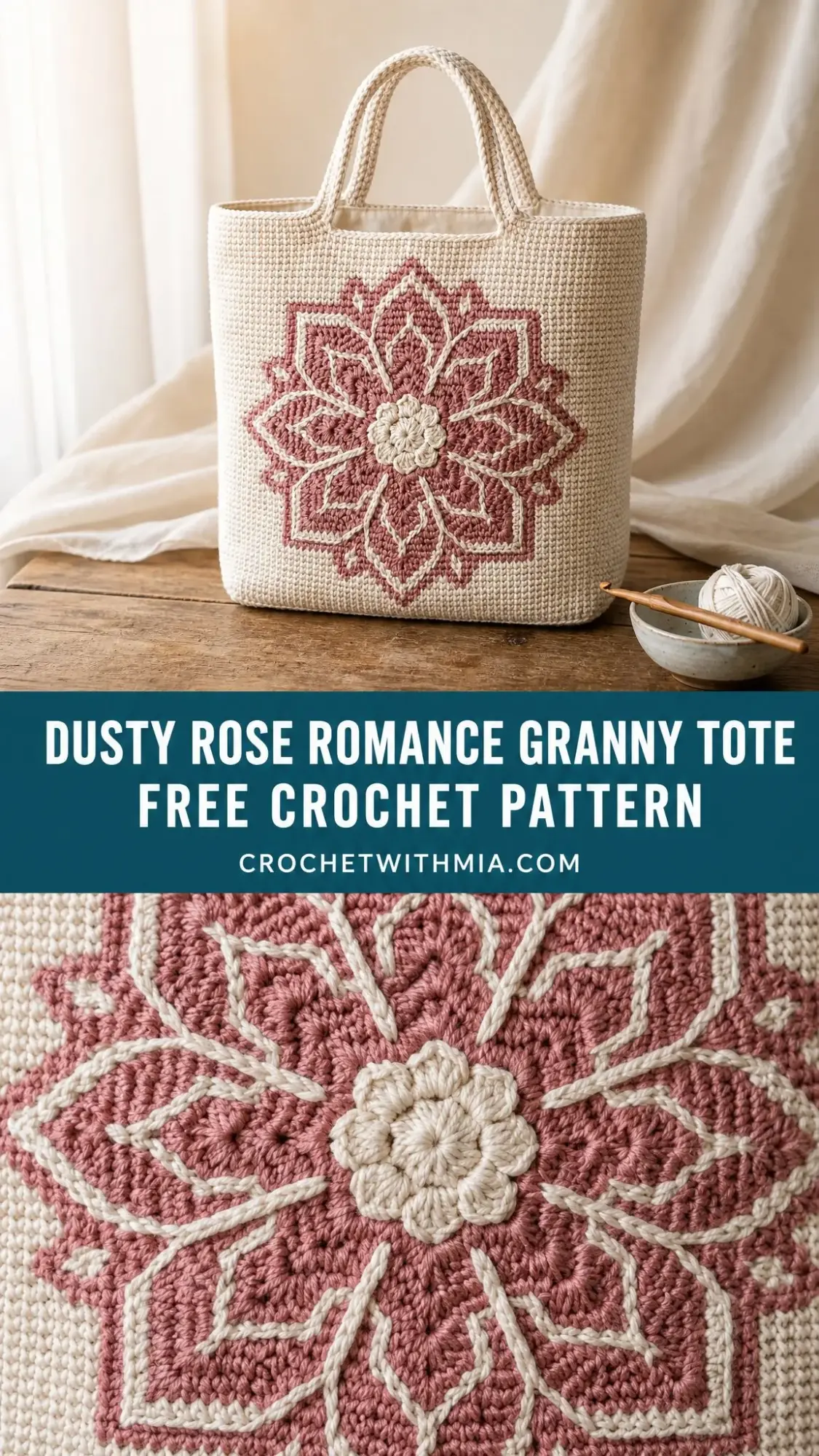 Dusty Rose Romance Granny Tote Free Crochet Pattern