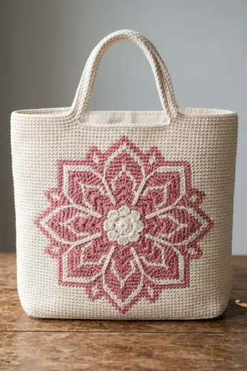 Dusty Rose Romance Granny Tote Free Crochet Pattern