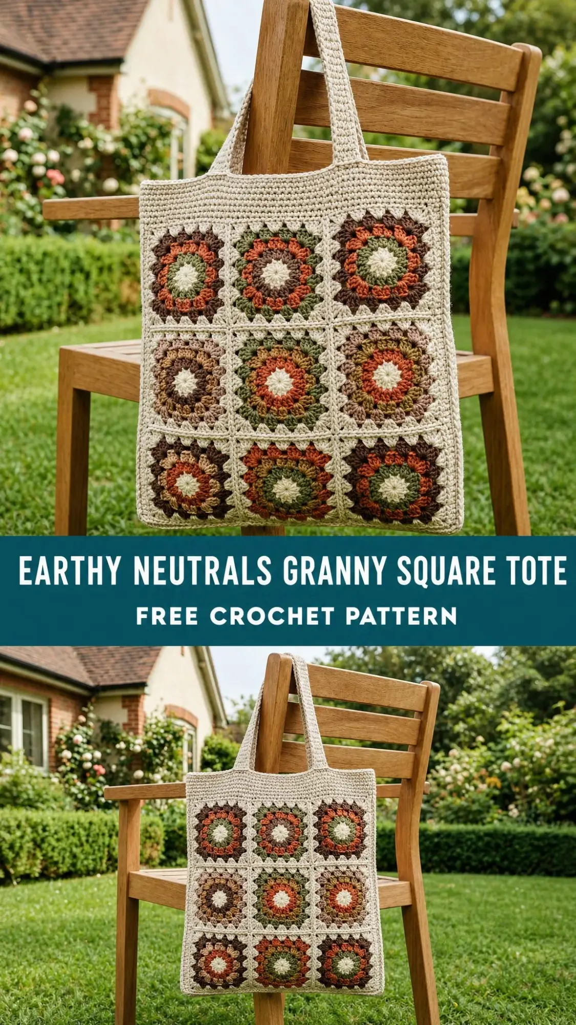 Earthy Neutrals Granny Square Tote Free Crochet Pattern