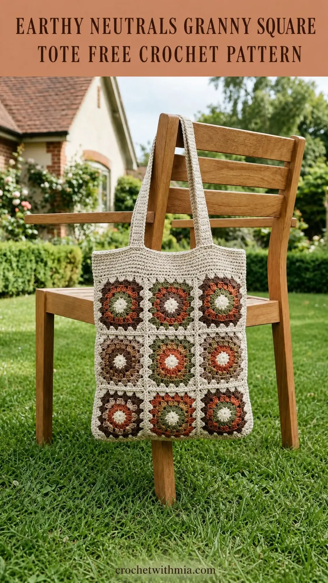 Earthy Neutrals Granny Square Tote Free Crochet Pattern