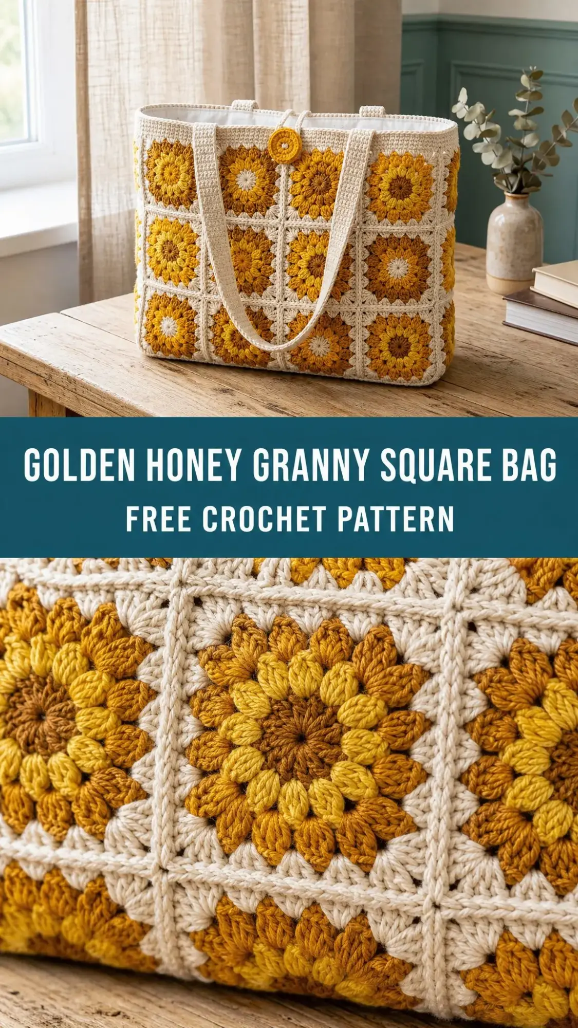 Golden Honey Granny Square Bag Free Crochet Pattern