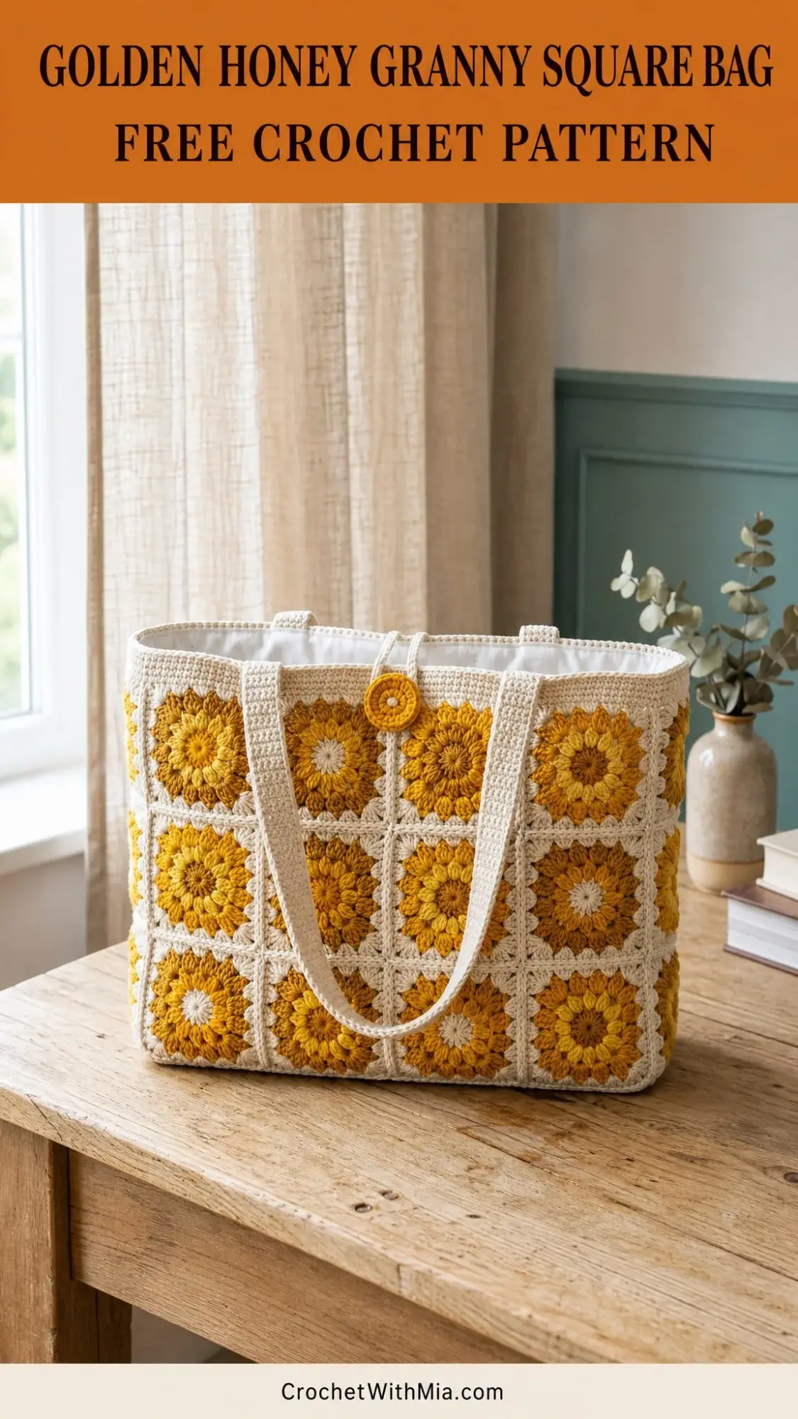 Golden Honey Granny Square Bag Free Crochet Pattern